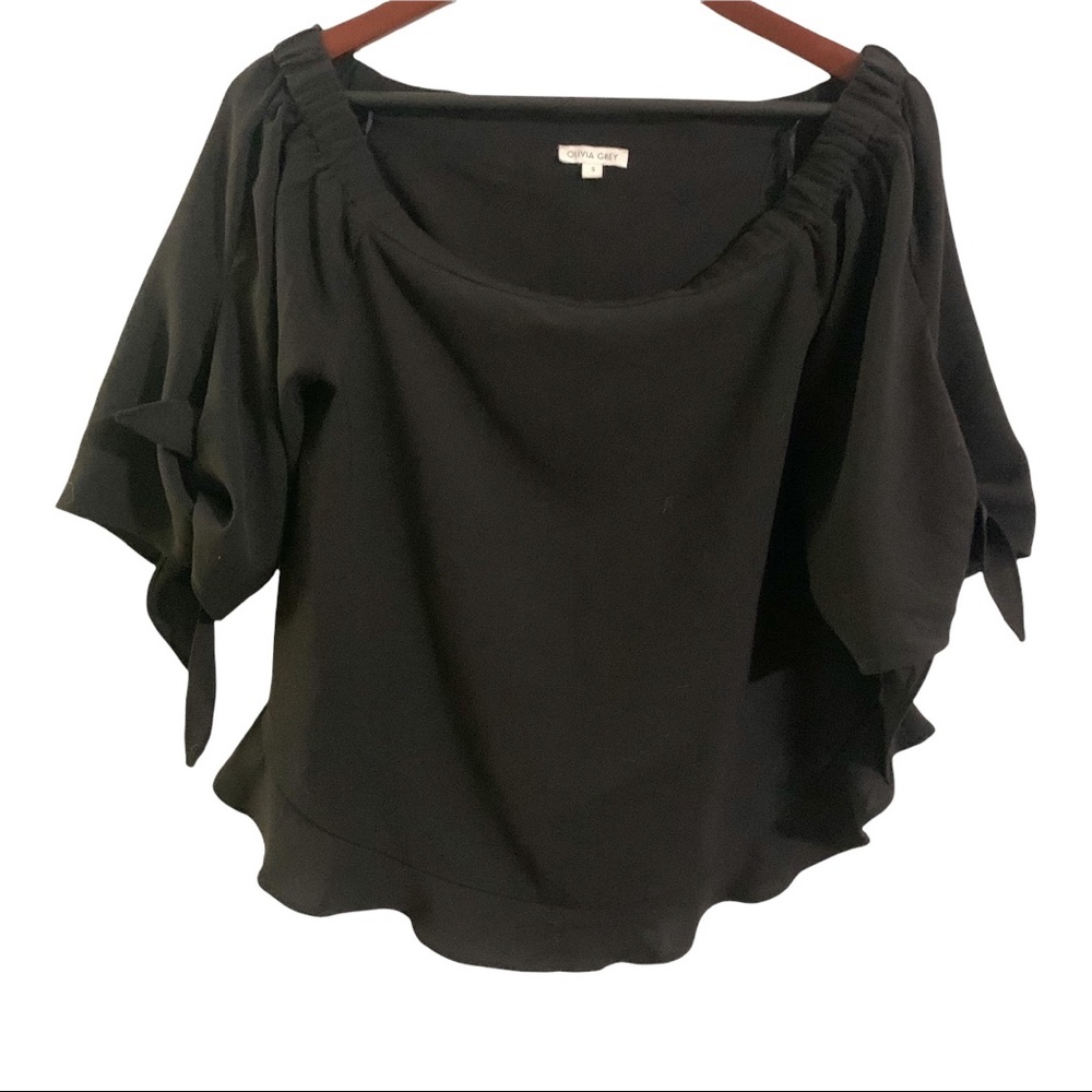 Olivia Grey Black Short Sleeved Blouse S